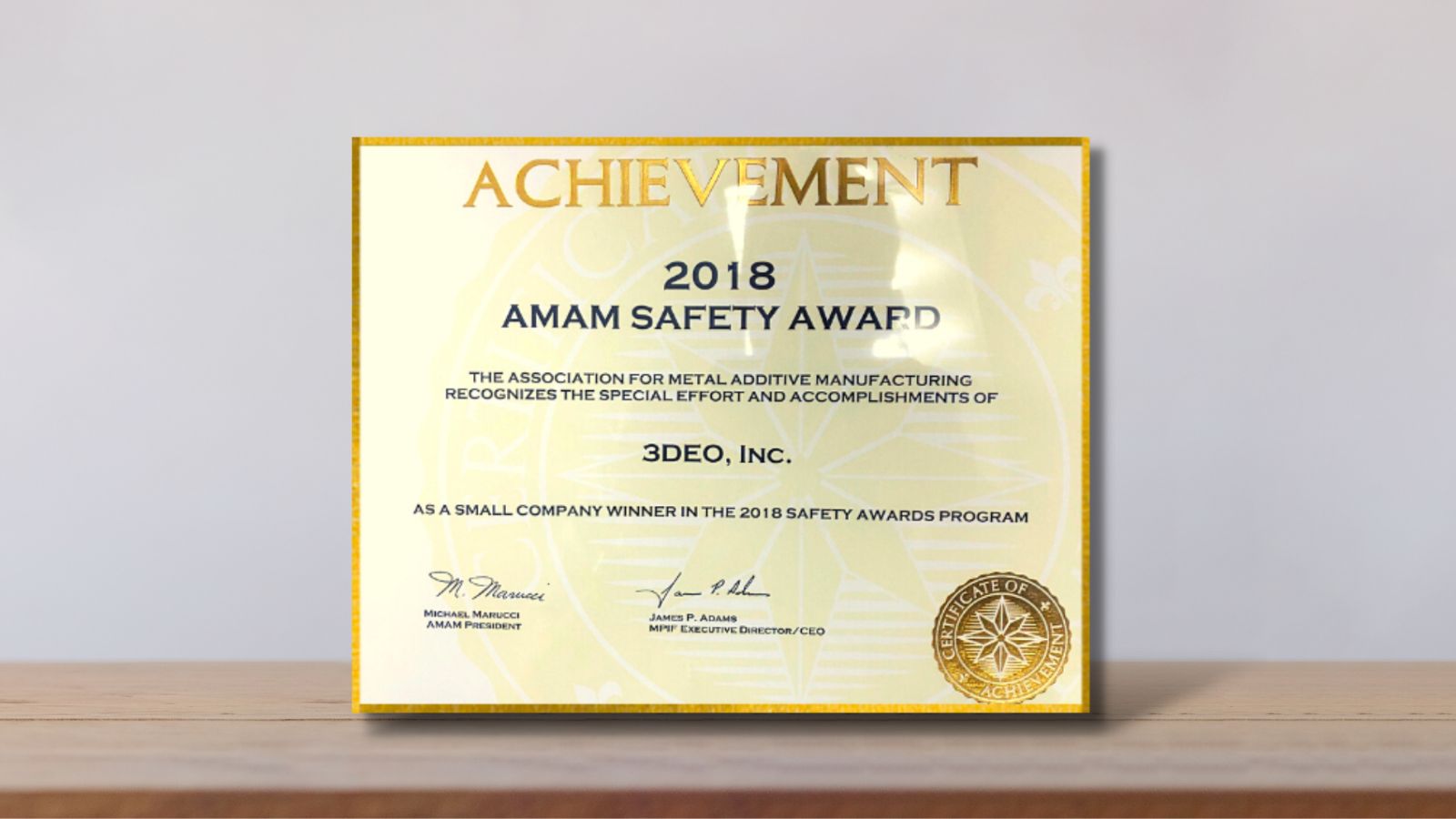 3DEO Wins AMAM Safety Award