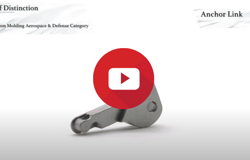 A video thumbnail featuring a play button overlay on an image of a metal mechanical part, with logos and text related to 3deo and aerospace & defense.