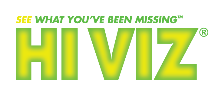 Logo of hi viz shooting systems featuring bright green text "hi viz" with the slogan "see what you’ve been missing" above, set against a transparent background.