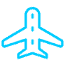 Aircraft emoji consisting of a flat, stylized white airplane symbol made of metal 3d printed parts on a blue square background.