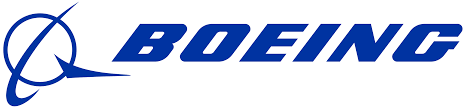 Boeing logo featuring the company's name in dark blue bold letters and an abstract blue stylized globe with a white swoosh outline.