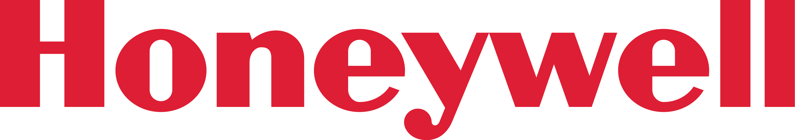 Red honeywell logo with stylized text on a white background.