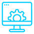 Icon of a laptop with a gear symbol on the screen, representing settings or technical configuration, often utilized in managing metal 3D printed parts.
