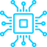 A blue geometric pattern with symmetrical shapes radiating from the center, resembling a stylized snowflake or mandala, reminiscent of intricate metal 3D printed parts.